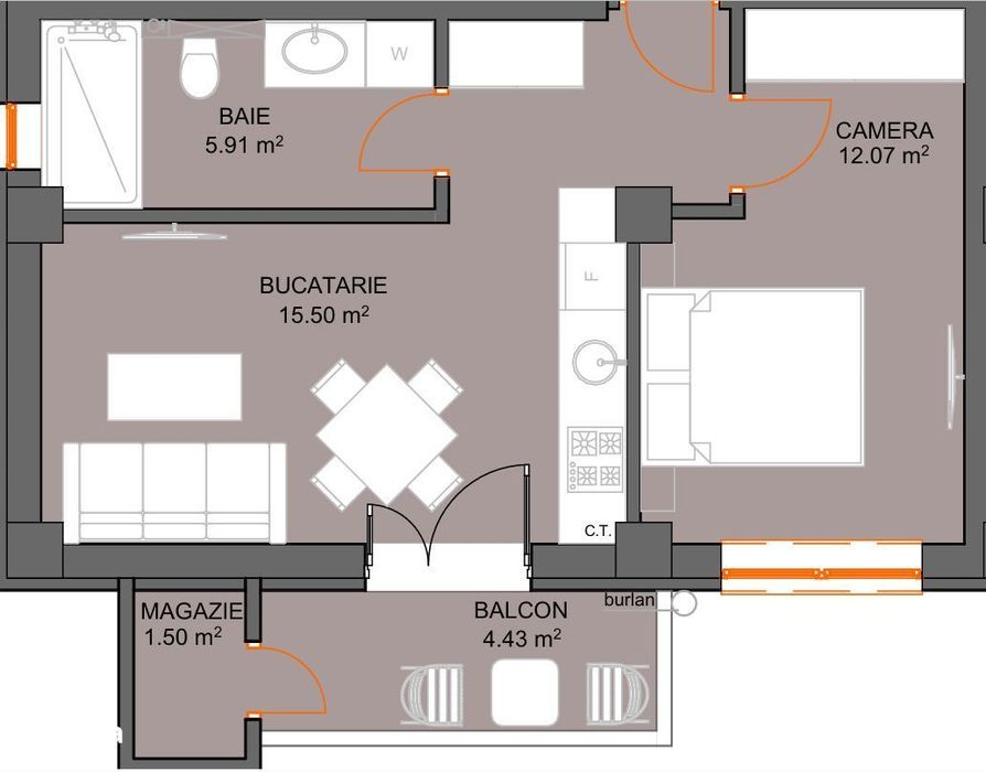 Apartament cu 2 camere si avans doar 5% - zona Doamna Stanca - Sibiu — fotografia 3