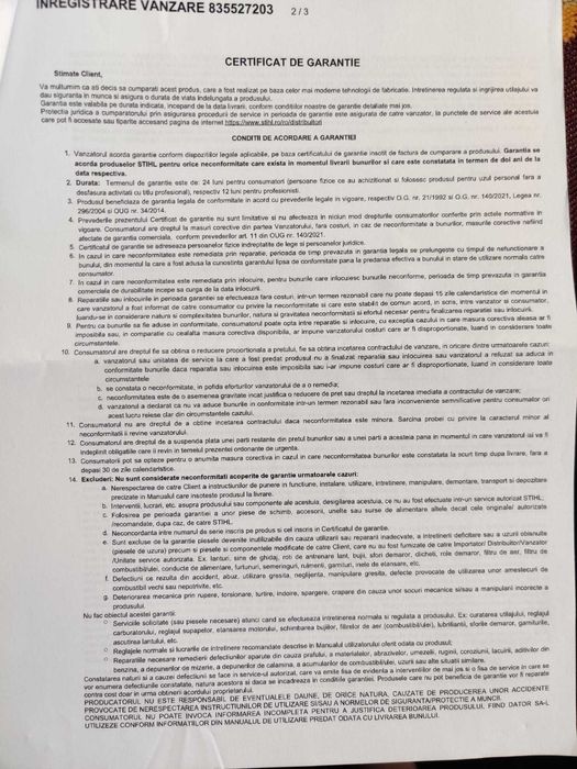 Drujbă STIHL MS 182 – aproape nouă, în garanție până la 27.11.2026