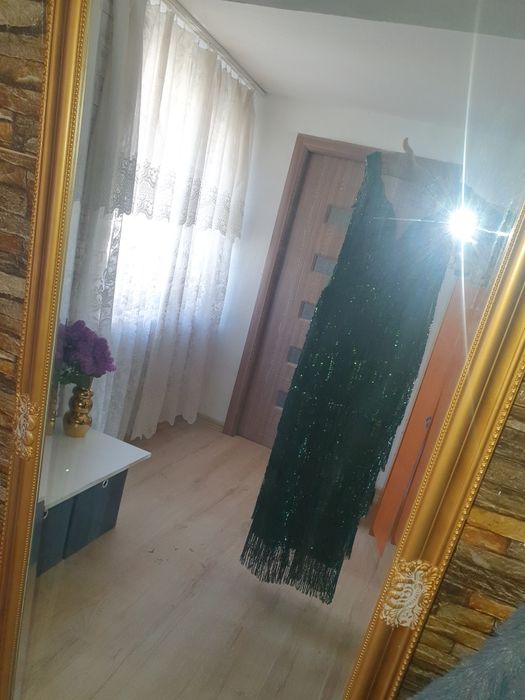 Rochie de seara verde cu franjuri