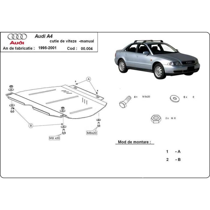 Метална кора под двигател VW PASSAT B5,B5,5 /97-05/ AUDI A4 B5 96-00