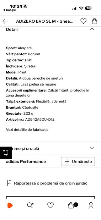 Adidas adizero evo barbati 43