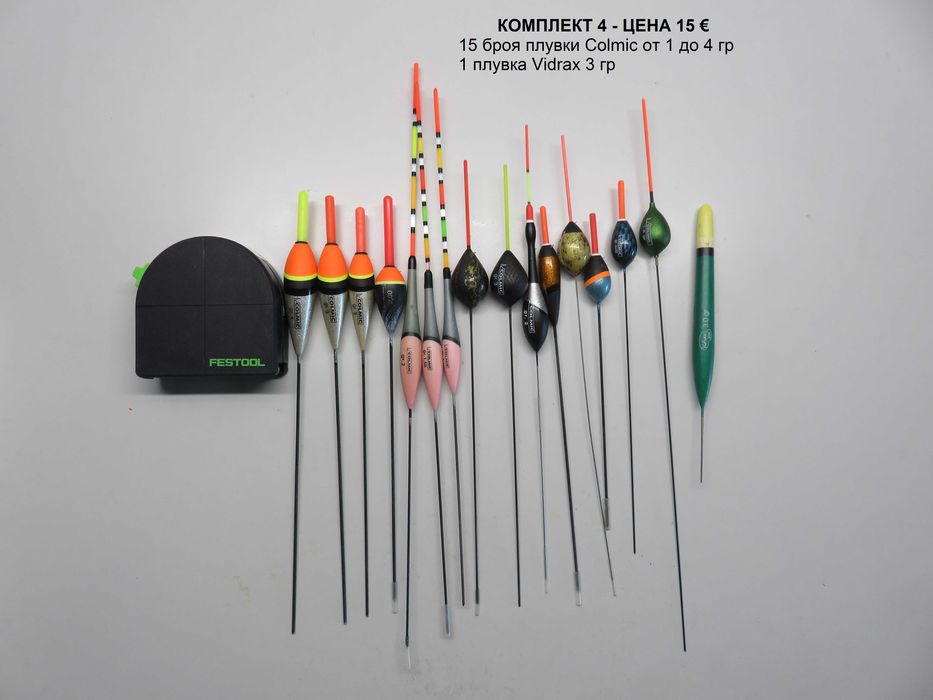 Комплекти плувки Cralusso, Middy и Colmic, шапки Rapala и Browning