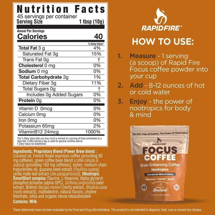 Растворимый Кофе с Ноотропиками для Быстрой Концентрации
Rapid Fire Fo