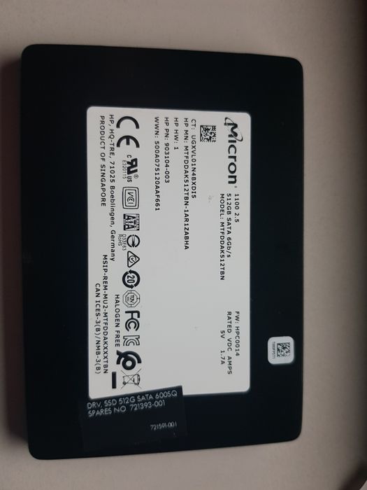 SSD 512GB NOU MICRON 1100 512GB 2,5" SATA nou, 0 zile, 0 ore.  bulk