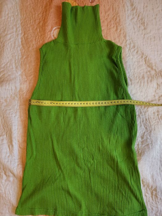 Дамски потник плетиво, пуловер туника, издължена поло яка