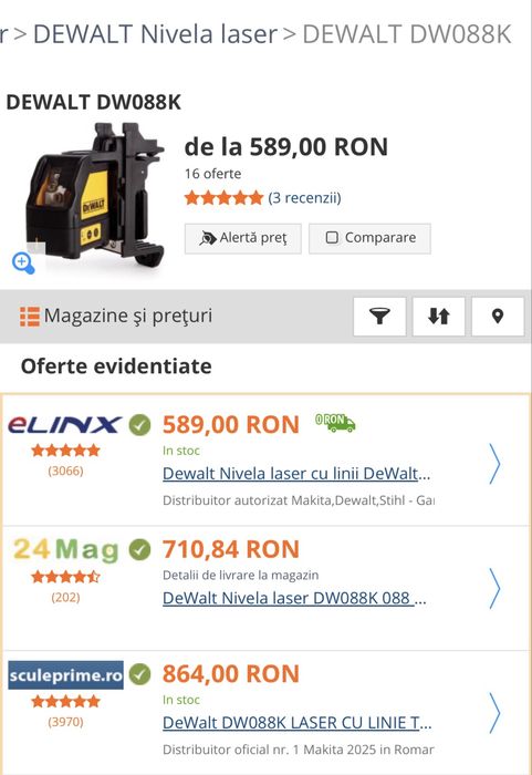 MDM vinde: Nivela laser Dewalt DW088.