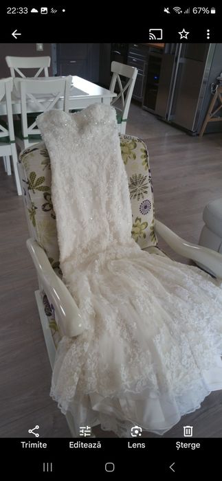 Rochie mireasa dantela,sirena,mărimea 34-36
