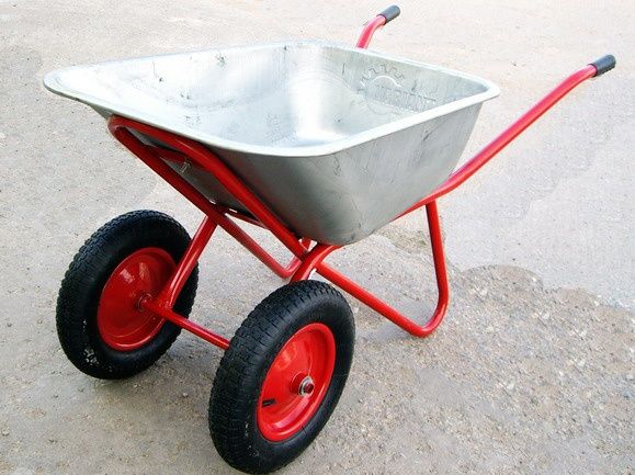 Тачка, тележка усиленная строительная, объем 110л корыто