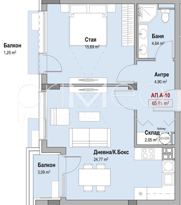 Продава се Двустаен апартамент в Бургас, Славейков - 76 кв.м за 1557 €/кв.м - Снимка #1