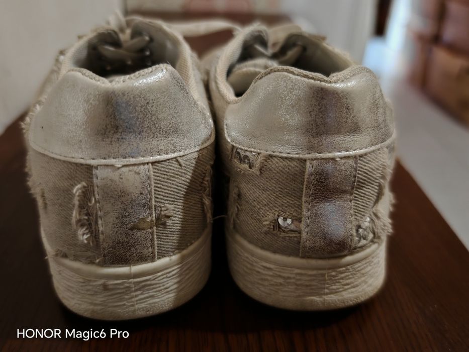 Дамски кецове съчетание с кожа и плат