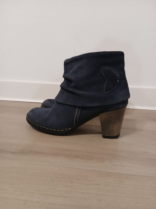 Botine/Ghete damă  piele întoarsă indigo