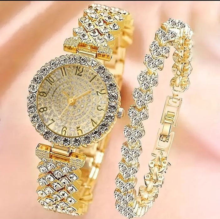 Set 5 piese Ceas Dama brățară Cercei colier inel