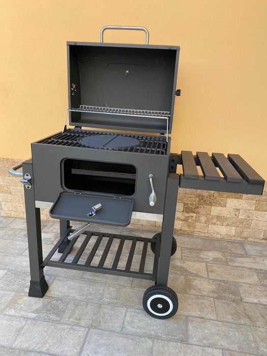 Gratar profesional, grill de fonta, roti, capac, termometru etc. Nou!