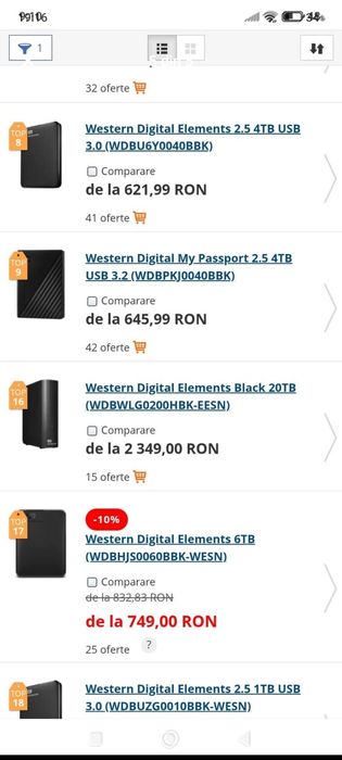 Vând hard nou, sigilat Western Digital 2 TB