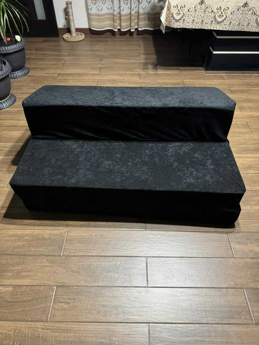 Saltea pliabila/canapea, FDM, 120x200x14 cm, negru, fermitate moale-medie