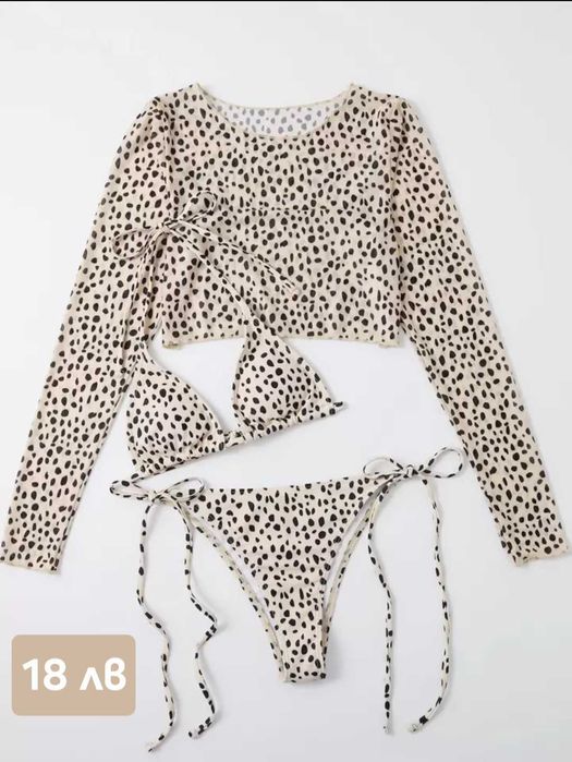 НОВ леопардов бански+ блуза