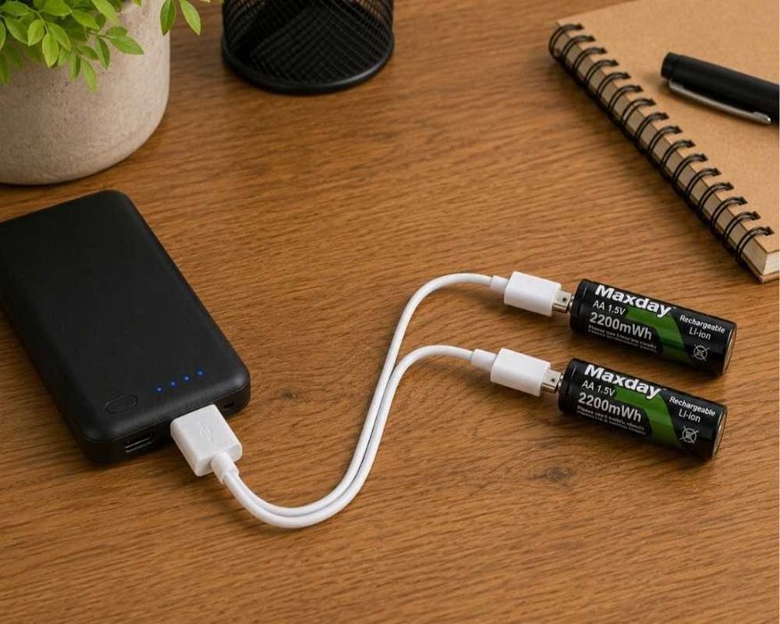 Set 4 baterii AA Li-ion 1.5V 440mAh reincarcabile USB-C 5V