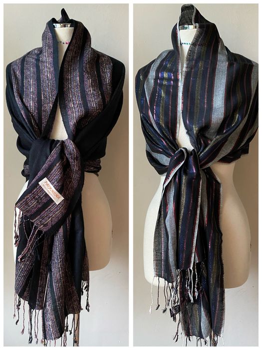 Черен шал от коприна, алпака, пашмина, кашмир, вълна/ различни видове