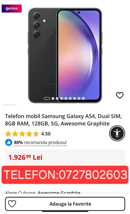Samsung A54 8Gb-Ram  5G ca Nou