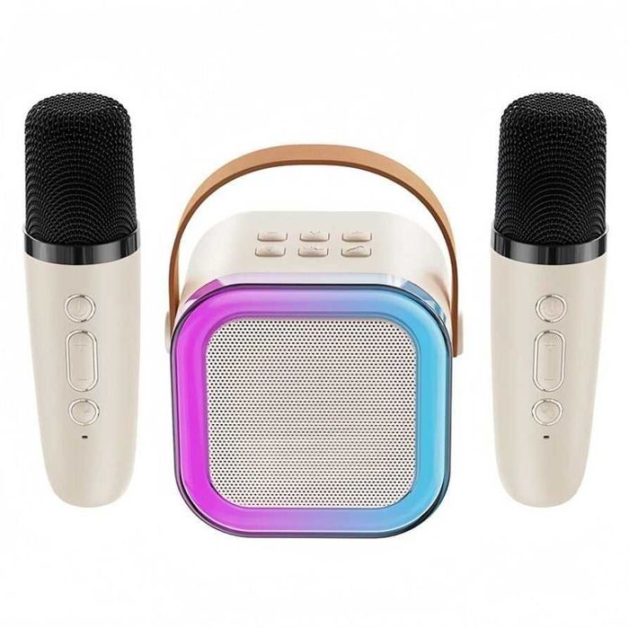 Set Karaoke cu Boxa si 2 Microfoane Wireless, bluetooth, efect voce