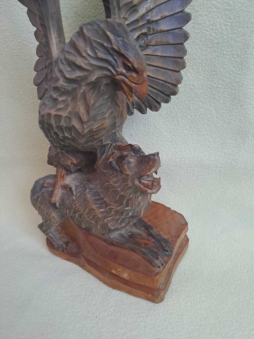 statueta vultur lemn lucrat manual 39 cm