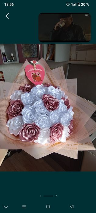 Розы из атласной ленты