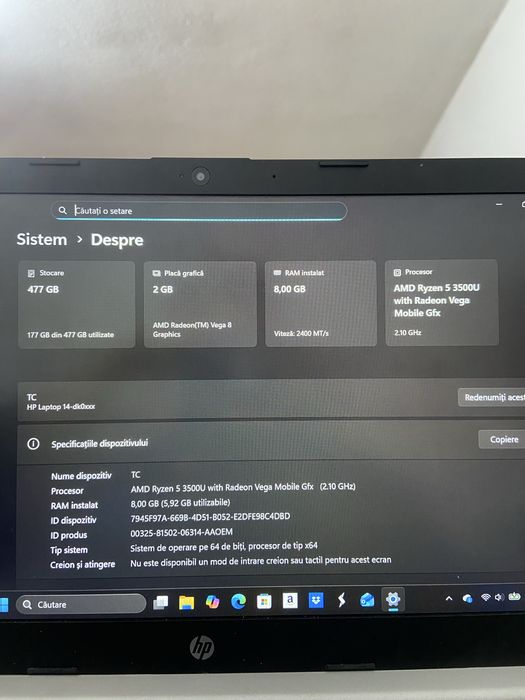 Laptop hp ryzen5 3500u