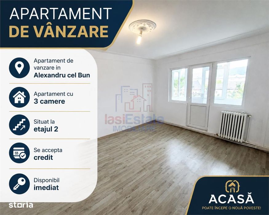 Apartament de vanzare cu 3 camere, la etajul 2 in Alexandru cel Bun — fotografia 1