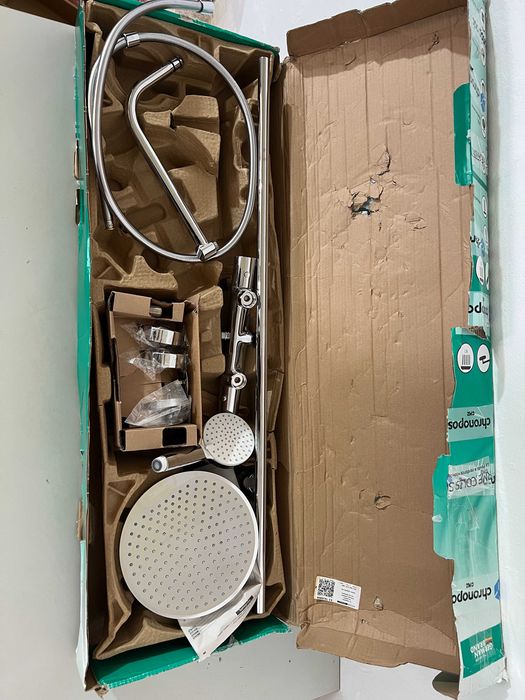 Hansgrohe Crometta S 240 Coloană de duș cu termostat, duș superior Rain 240 mm, pară de duș și bară – Crom