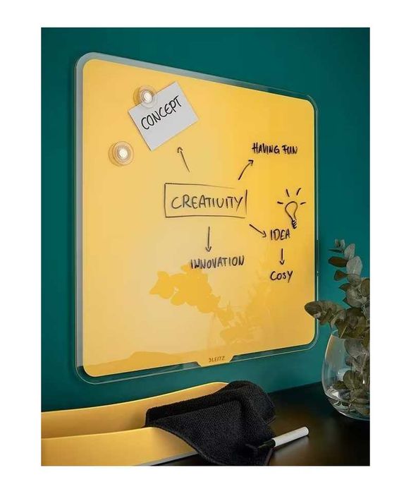 Tabla magnetica sticla, 80x60cm, galben, LEITZ