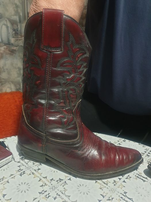 Винтидж каубойски ботуши Y2K Rancho Burgundy Western Rodeo