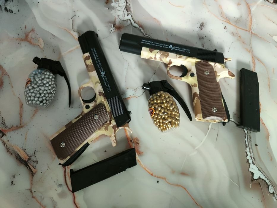 Pistol cu bile Airsoft Slide Aluminiu și ABS + Bile plastic 500buc