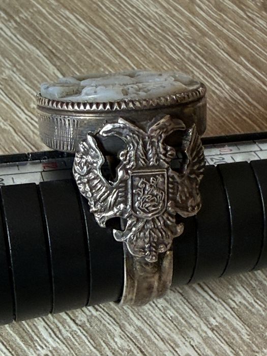 Rusia argint  cu email inel ortodox sigiliu