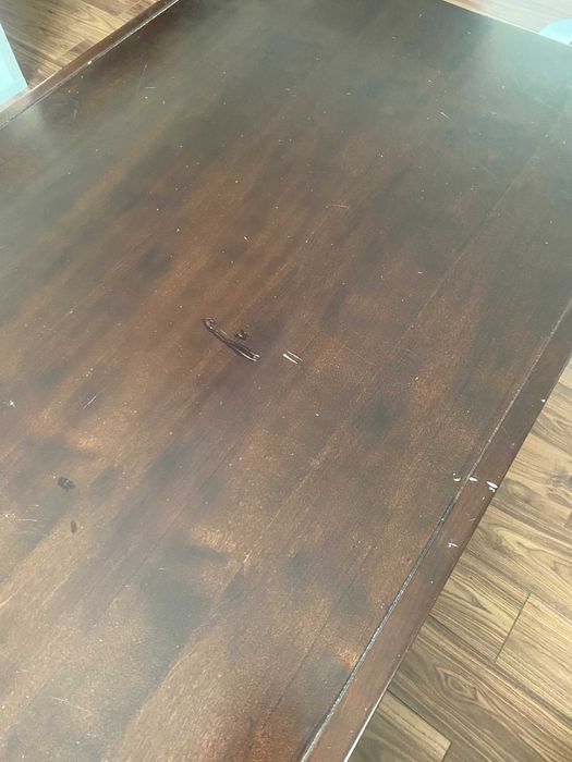 Birou din lemn masiv, maro inchis + comoda