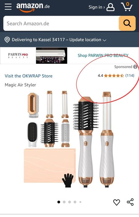 Стилизатор за коса 6в1, йонен сешоар, изправяне, въздушна маша къдрици