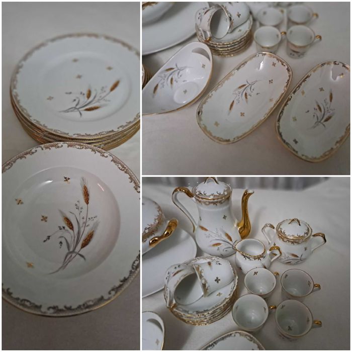 set serviciu de masa portelan Limoges 6 persoane 44 piese