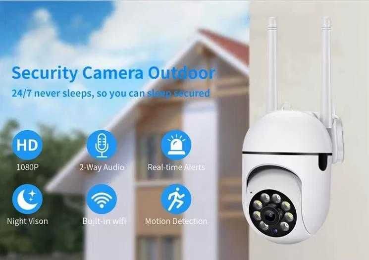 Камера въртяща 360° FULL HD нощно wi-fi камера с две антени