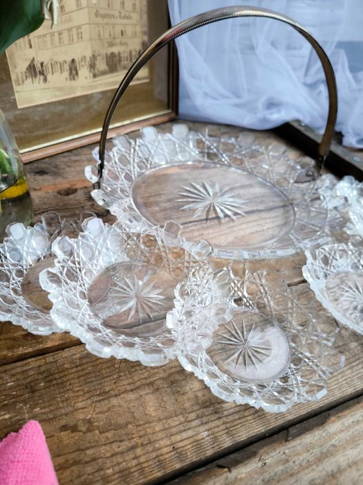 Антикварен комплект кристал и сребро