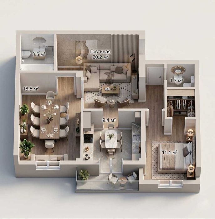 Продажа: 2-комн. квартира 68 м², Юнусобад 17 (Новостройка)