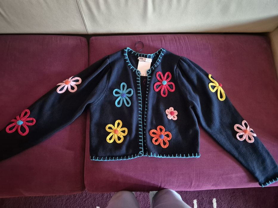 Bluza Zara, S, bumbac, cu flori aplicate