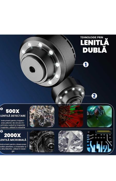 Microscop Digital Ventlex, 2000X, WIFI si USB, foto/video