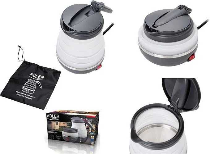 Adler AD1279 Сгъваема електрическа кана, 0,6 л, 750 W, силиконова, без BPA