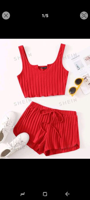 Set sport roșu bumbac