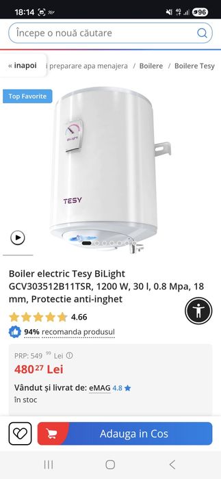Boiler electric Tesy BiLight 30L