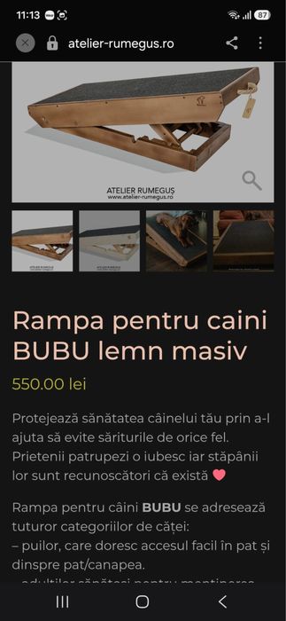 Rampa pentru caini bubu lemn masiv