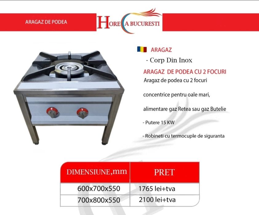 ARAGAZ Inox de PODEA 2 Foc 3Foc / ARAGAZ PODEA 60x70x50h / 70x80x50h /