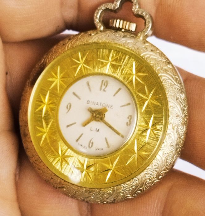 Ceas de damă Binatone pandantiv, mecanic, din oțel inoxidabil, vintage