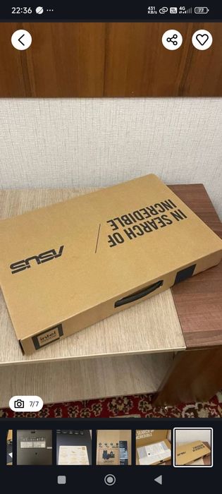 Asus E510 MA noutbuk sotiladi
CPU: intel celeron 
RAM: 4GB 
SSD: 128GB