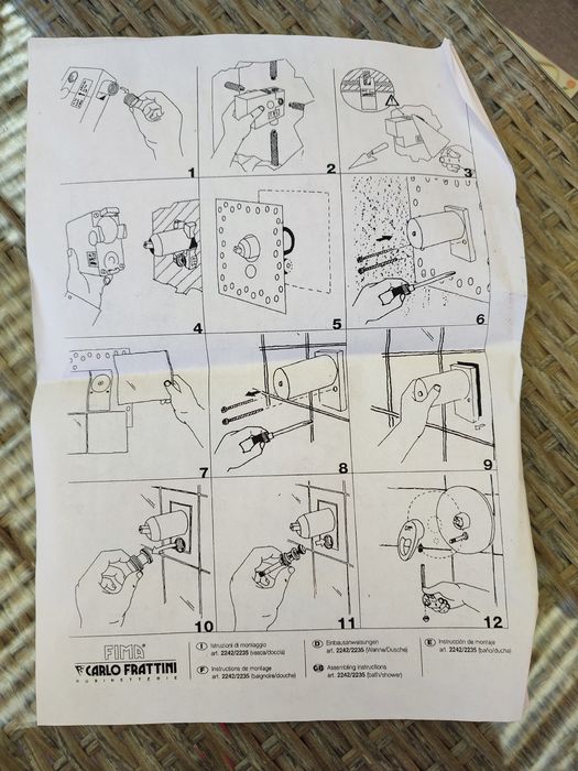 Robinet (baterie) monocomanda pară și duș clopot incastrabila FIMA