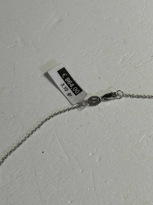 COLIER AUR alb 18K + 7 Diamante = 0.17ct - La baza Gatului - Nou - Cu eticheta - 864E !